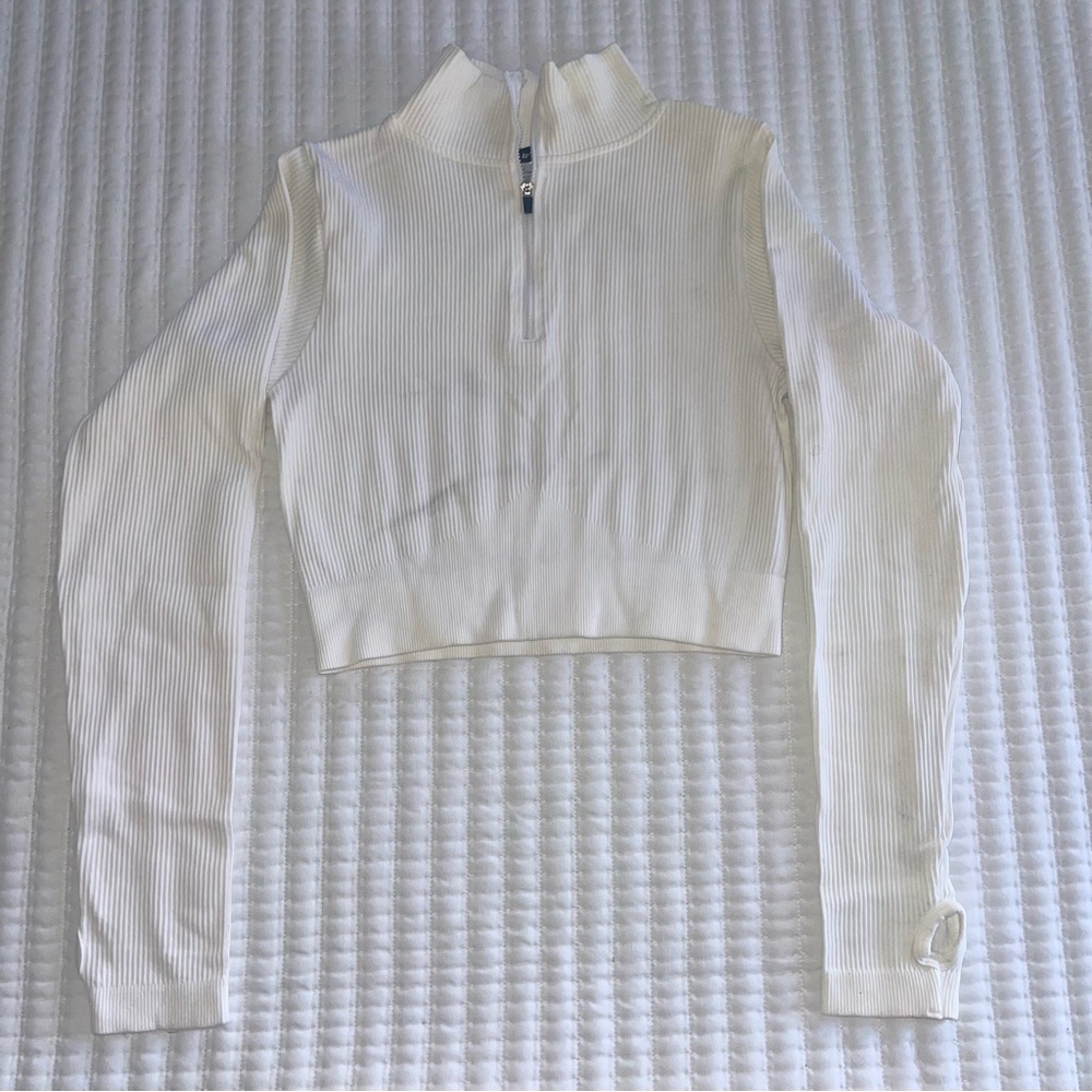 White Women's Ribbed Active Top
